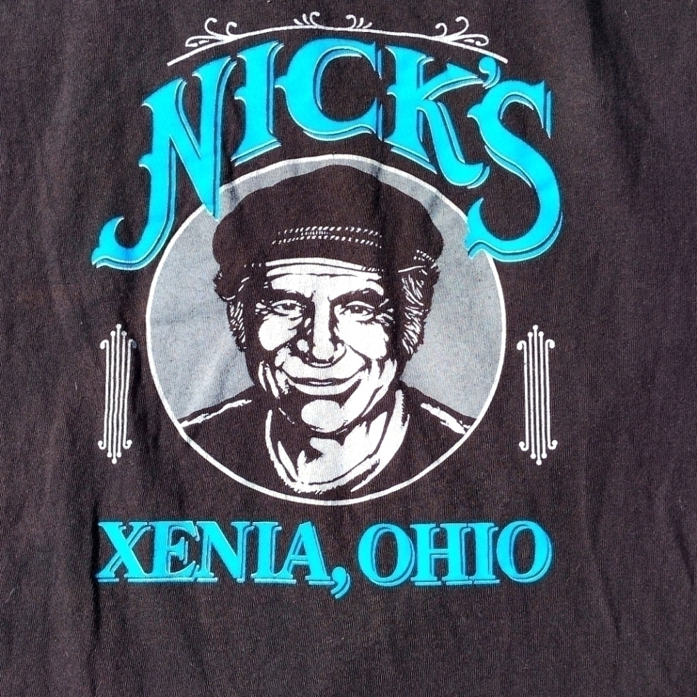 Nick's restaurant Xenia Ohio tee t shirt black XXL 2X diner nick Nicholas nicky